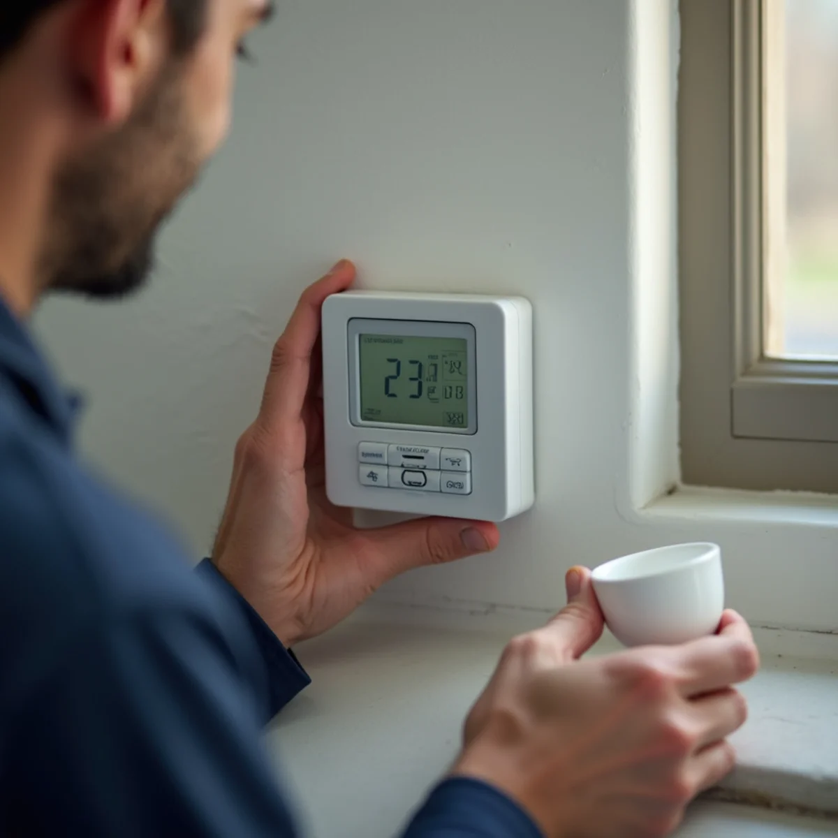 A thermostat set to keep a Colorado home warm while away in winter