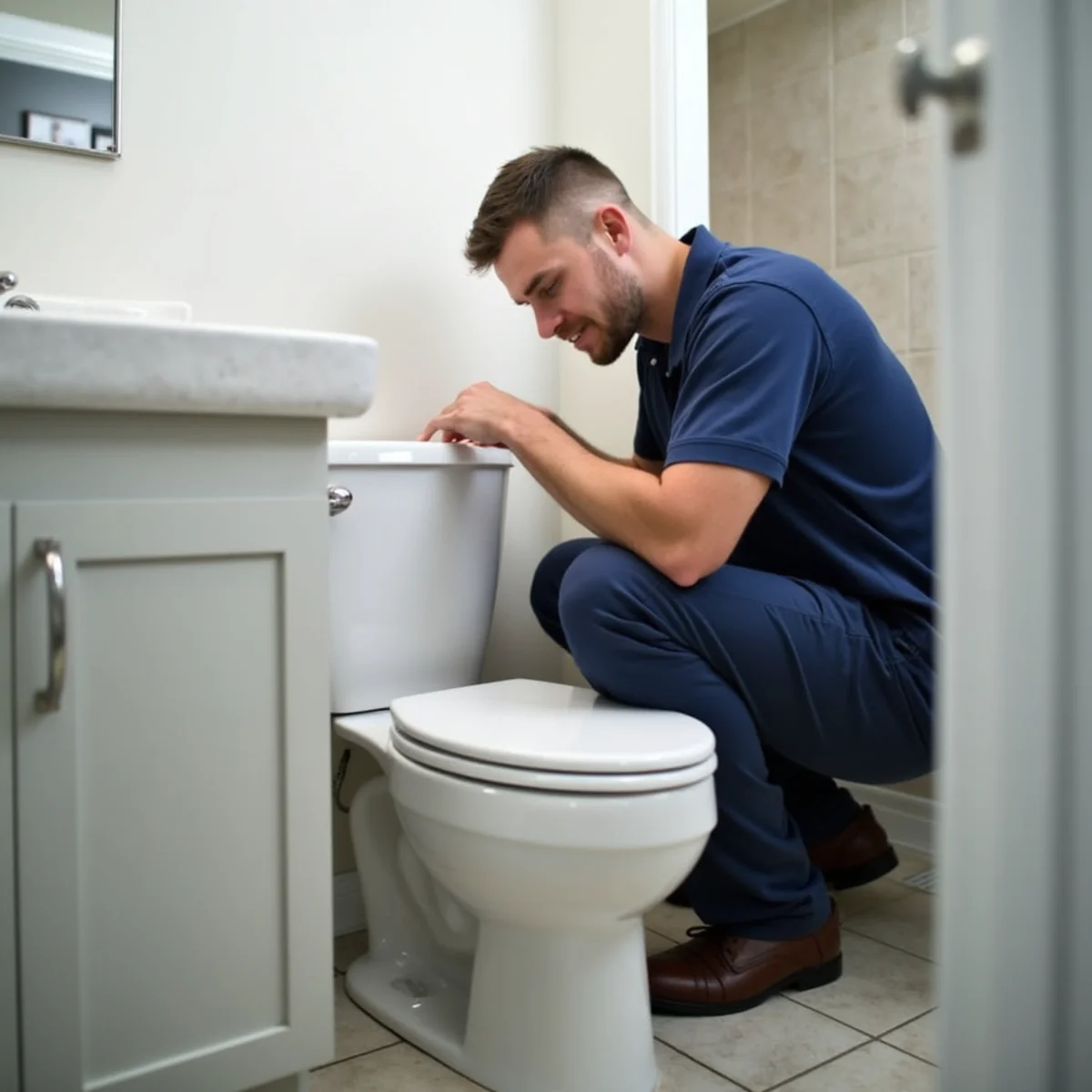 Modern low-flow toilet in a clean Southglenn, CO bathroom
