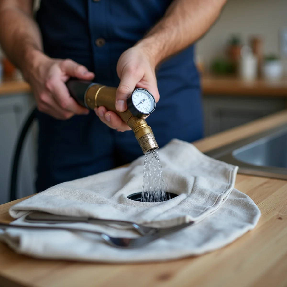 Drain Cleaning being performed by a plumber in a Littleton, CO home