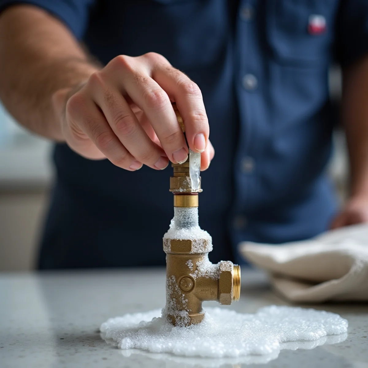 Gas Line Repair being performed by a plumber in a Littleton, CO home