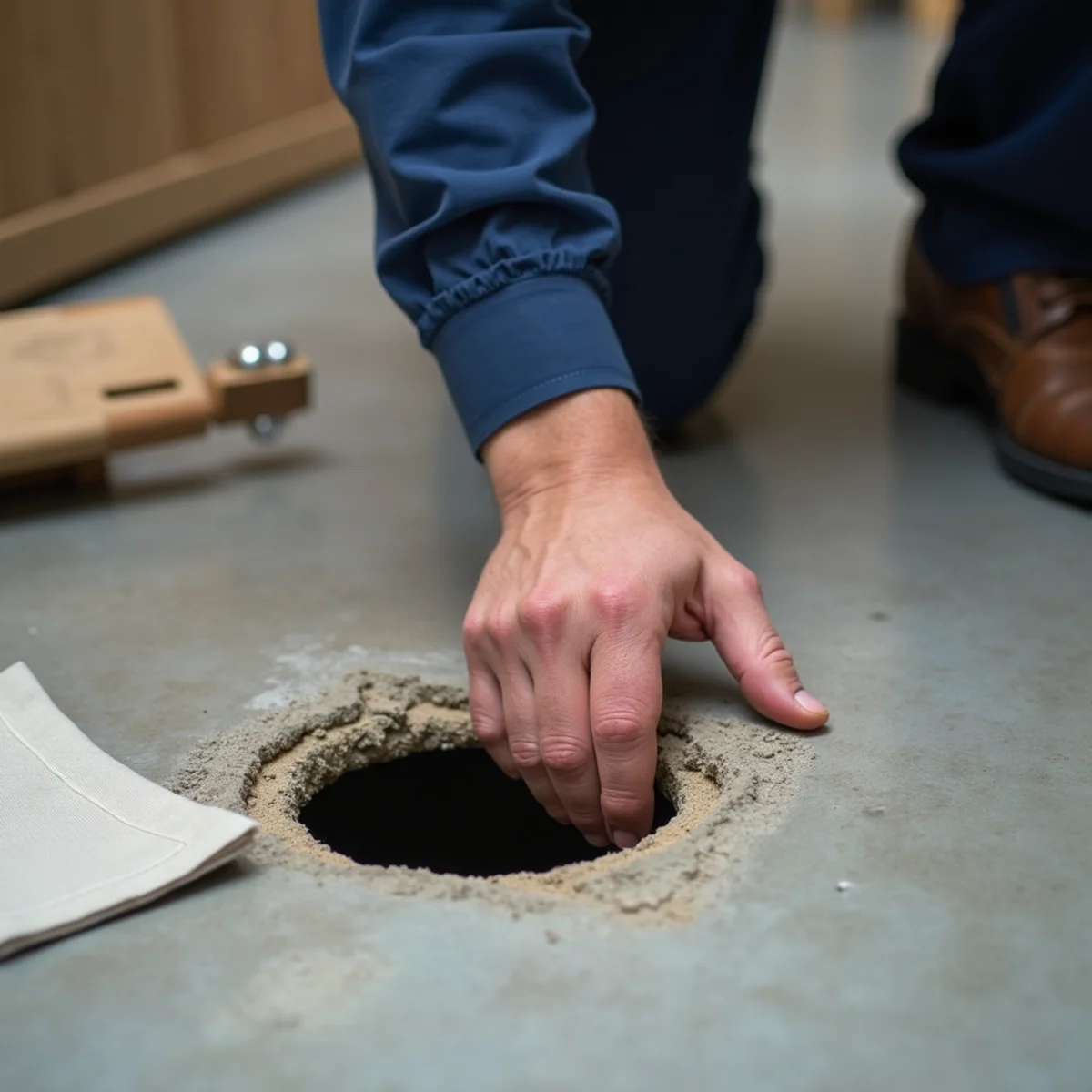 Slab Leak Repair being performed by a plumber in a Littleton, CO home
